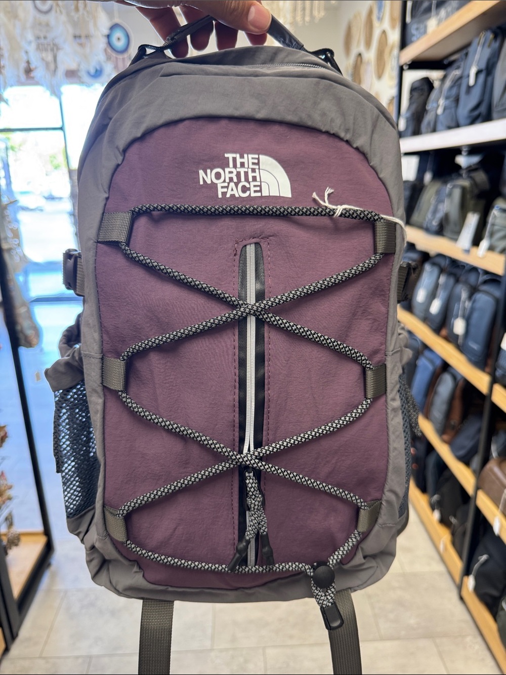 The North Face Purple and Gray Daypack with Front Bungee